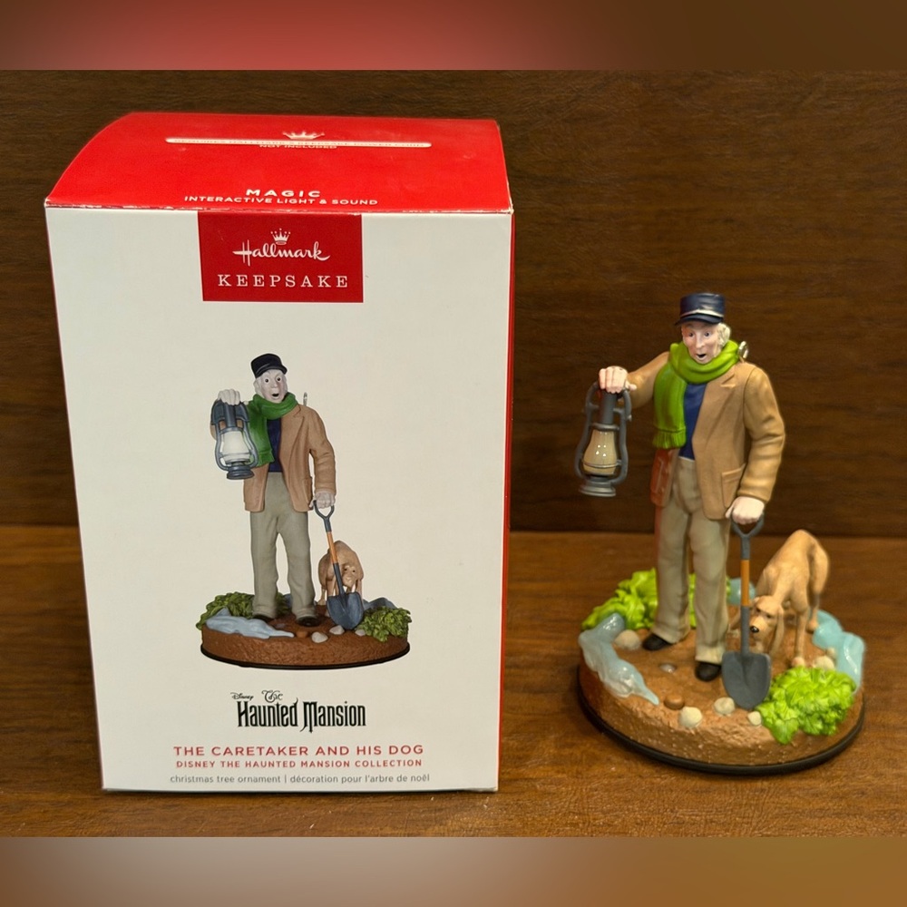 Hallmark Keepsake Disney The Haunted Mansion Caretaker And Dog Ornament — NEW
